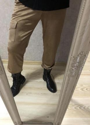Новые стильные необычные брюки карго джоггеры золотистые на резинке 50-54 р от zara4 фото