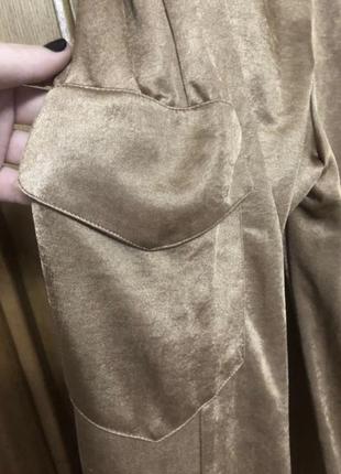 Новые стильные необычные брюки карго джоггеры золотистые на резинке 50-54 р от zara9 фото