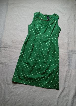 Платье зеленое в белый горошек uk12 joules original