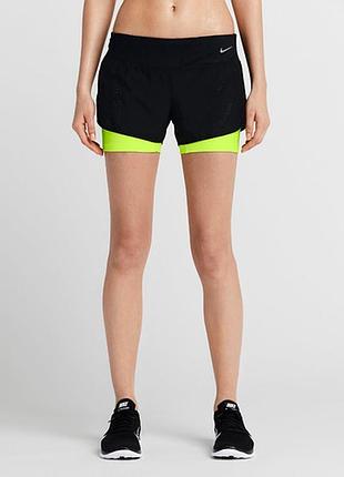 Подвійні спортивні шорти nike short para mujer perforated rival 2 in 1