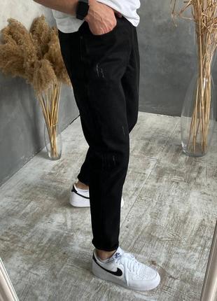 Джинси джоггеры чоловічі порвані чорні туреччина / джинсі джогери чоловічі штани штани рвані чорні2 фото