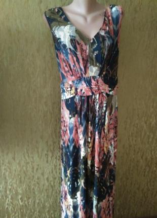 Яскравий,ефектний,трикотажний довгий сарафан - сукня george/туреччина,підлога/абстракція1 фото