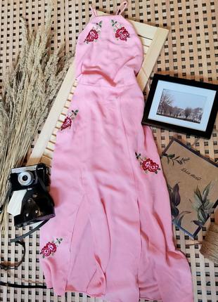 Нежное розовое платье миди с открытой спиной 12542 фото