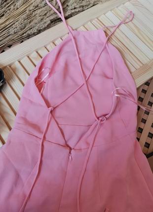 Нежное розовое платье миди с открытой спиной 12544 фото