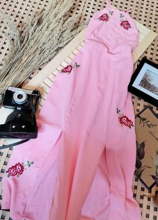 Нежное розовое платье миди с открытой спиной 12543 фото