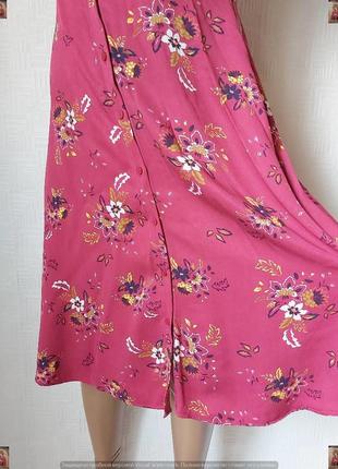 Фирменное promod легкое летнее платье миди со 100 % вискозы в цветах, размер с-м7 фото