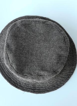 Модная двусторонняя деми шляпа панама унисекс драповая гусиные лапки one size5 фото
