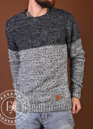 Теплий чоловічий светр меланж/сірий1 фото