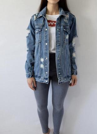Джинсова куртка з потертостями denim co