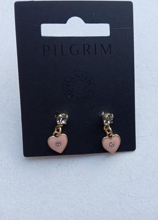 Мініатюрні сережки пусети з кристалами pilgrim позолота серьги пусеты сердечки4 фото