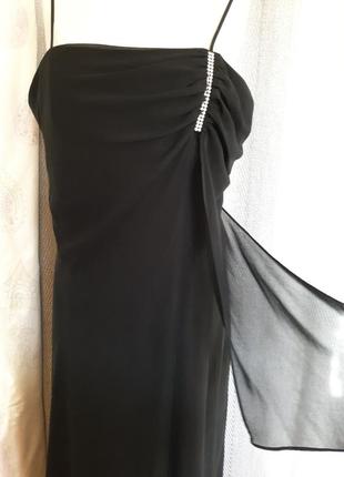 Жіноча вечірня чорне шифонова сукня в підлогу. довгий, річний прямий ошатний сукня сарафан плаття4 фото