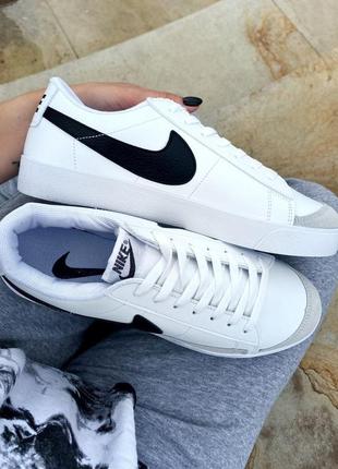 Мужские кожаные кроссовки nike blazer low vintage white#найк4 фото