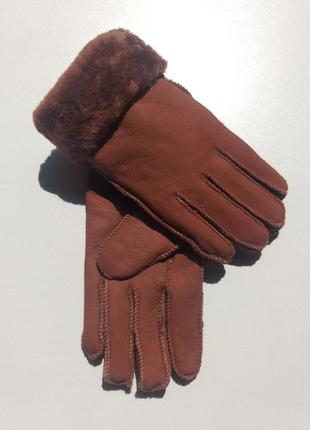 Шкіряні рукавички на натуральній овчині, відмінний подарунок на свято1 фото