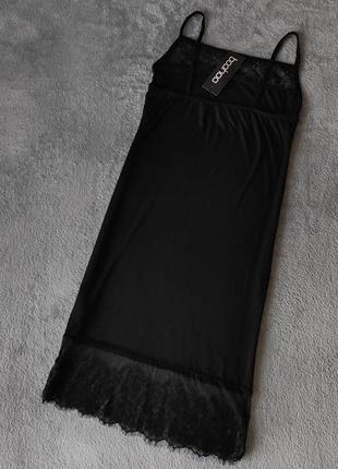 Платье черное в бельевом стиле  с кружевом новое с биркой boohoo4 фото