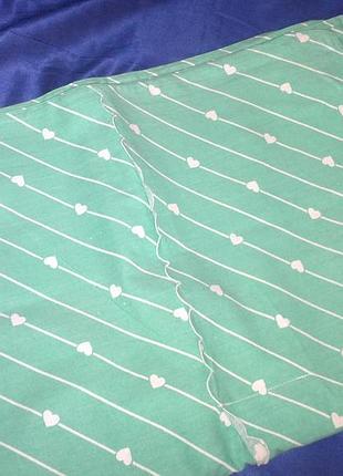 Полуторний,м'ятний в сердечка,підодіяльник з оздобленням "рішельє",215*145,бязь.