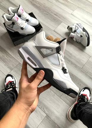 Кроссовки мужские nike air jordan 4 retro grey-white