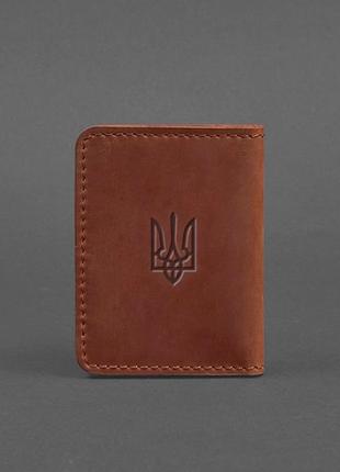 Обложка кожаная для прав, студенческого, ученического, проездного светло-коричневая