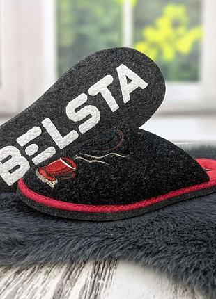 Тапочки жіночі повстяні для ламінату белста чорні з червоним устілкою