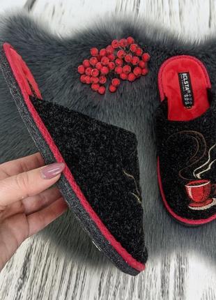 Тапочки жіночі повстяні для ламінату белста чорні з червоним устілкою