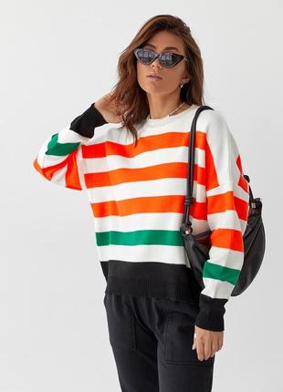 Коротка кофта в смужку помаранчевий колір