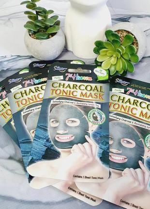 Оригінал тканинна маска для обличчя "деревне вугілля" 7th heaven charcoal tonic sheet mask оригинал тканевая маска для лица