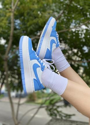 Nike air jordan 1 elevate low university blue новинка жіночі блакитні кросівки найк джордан на високій підошві голубые кроссовки на массивной подошве8 фото