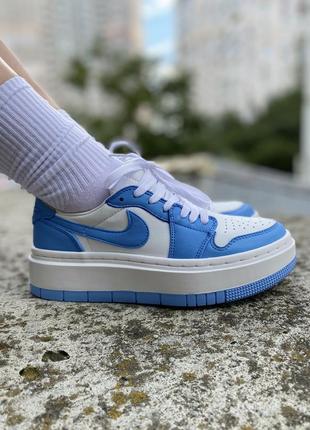 Nike air jordan 1 elevate low university blue новинка блакитні кросівки найк джордан на високій підошві женские голубые кроссовки на массивной подошве4 фото