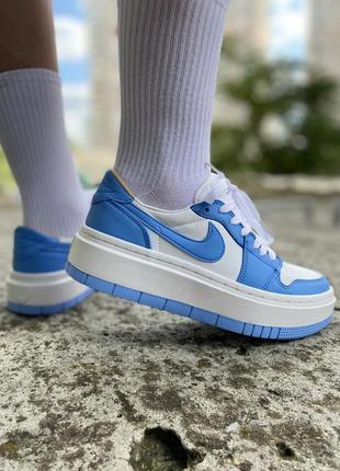 Nike air jordan 1 elevate low university blue новинка жіночі блакитні кросівки найк джордан на високій підошві голубые кроссовки на массивной подошве