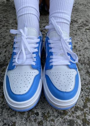 Nike air jordan 1 elevate low university blue новинка блакитні кросівки найк джордан на високій підошві женские голубые кроссовки на массивной подошве9 фото