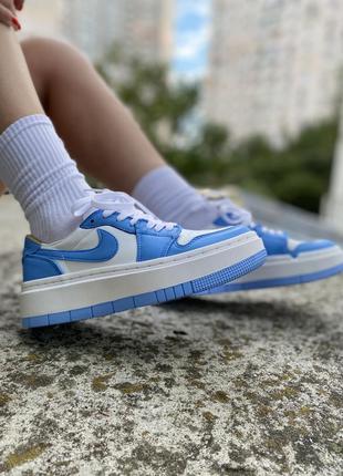 Nike air jordan 1 elevate low university blue новинка жіночі блакитні кросівки найк джордан на високій підошві голубые кроссовки на массивной подошве