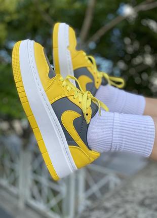 Nike air jordan 1 low elevate yellow/grey новинка жіночі яскраві жовті кросівки найк джордан на масивній підошві яркие массивные кроссовки жёлтые