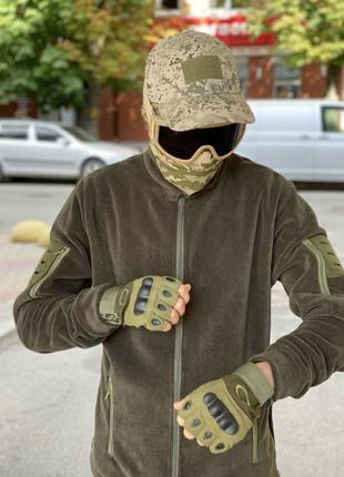 Кофта флісова військова тактична з липучками під шеврони всу (зсу) 8048 хакі