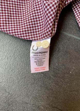 Сорочка чоловіча fred perry в дрібну клітку натуральна тканина3 фото