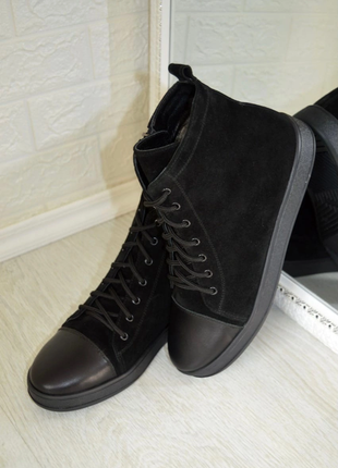 Чоботи /високі кеді натур шкіра натур замша демі зима чорні 36-43р всі кольори 2