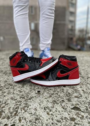 Nike air jordan 1 high og patent bred жіночі лаковані високі