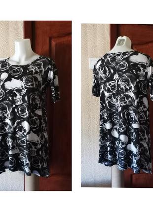 Challis черно-белая удлиненная футболка бохо туника бохо ассиметрия в стиле philip plein длинная женская футболка черепа и розы9 фото