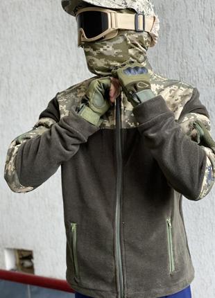 Кофта флісова чоловіча військова тактична з липучками під шеврони всу (зсу) піксель 80243 фото