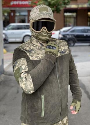Кофта флісова чоловіча військова тактична з липучками під шеврони всу (зсу) піксель 80246 фото