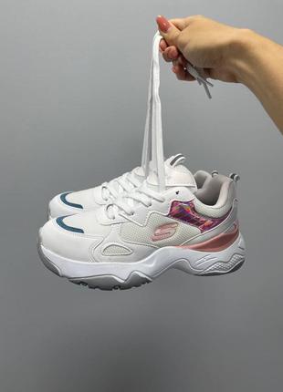 Кросівки жіночі skechers white pink/кроссовки женские скечерс