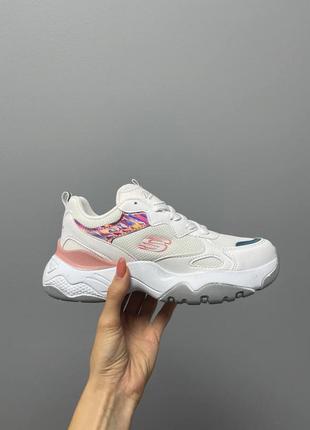 Кросівки жіночі skechers white pink/кроссовки женские скечерс