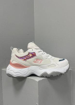 Кросівки жіночі skechers white pink/кроссовки женские скечерс