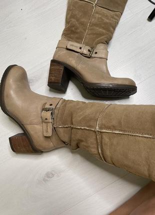 Замшеві шкіряні пісочний, світло коричневі чоботи, bama1 фото