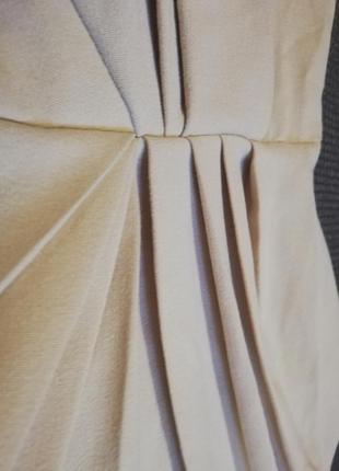 Сукня жіноча плаття платье міні коротка бежева без рукав бавовна пліссе коричнева світла4 фото