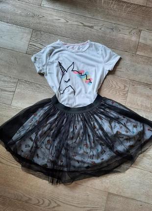 Костюм комплект юбка с фатином и футболка с единорогом reserved lc waikiki 146-152 см1 фото