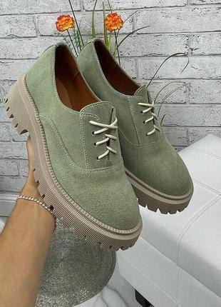 36-41 рр туфли нат. замша на платформе