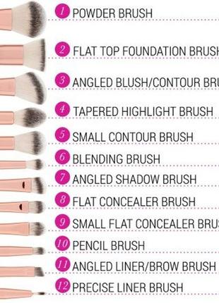Кисть для підводки/брів bh cosmetics 11 angled liner/brow brush з набору rosé romance 12 piece b2 фото