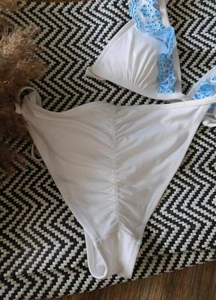 Раздельный купальник бикини с оборками ришелье треугольный лиф и плавки бикини от h&m7 фото