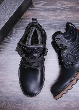 Мужские зимние кожаные ботинки levis expensive black1 фото