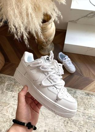 Nike airforce white custom новинка жіночі білі кросівки найк форс кастомні класичні весна літо осінь лімітована модель белые классические кроссовки