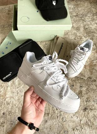 Nike airforce white custom новинка жіночі білі кросівки найк форс кастомні класичні весна літо осінь ексклюзив белые классические крутые кроссовки4 фото